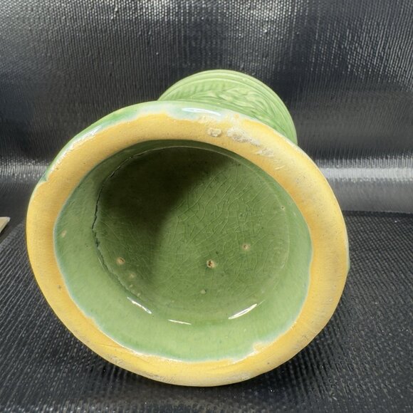 Vintage 1920s McCoy Green Buccaneer Stoneware Mug Cup Heavy Green Glaze Mug Cup - Picture 6 of 13